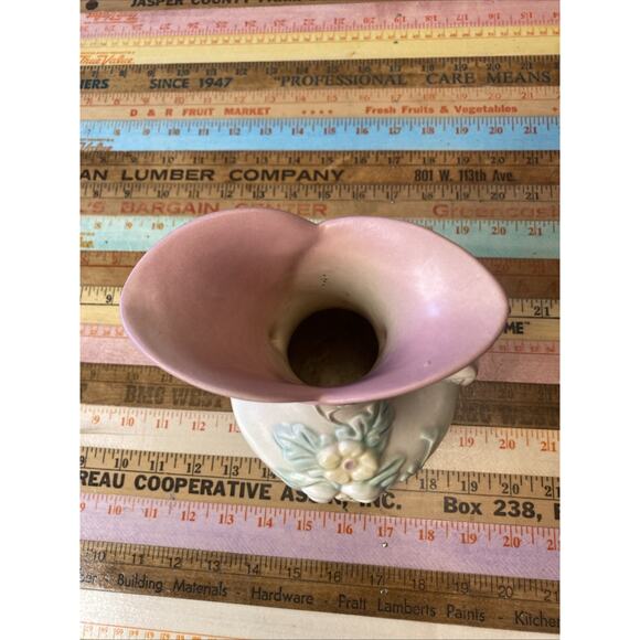 Vintage 1949 Hull Art Pottery Woodland Vase W8-7 1/2" USA Floral Double Handle C - Picture 10 of 11